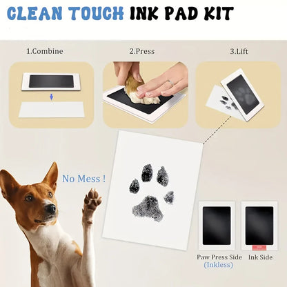 Pet Paw Print Commemorative Ink Pad，Dog or Cat Pet Owner Keepsake，DIY Inkless Handprints and Pet Pawprint Impression Making K
