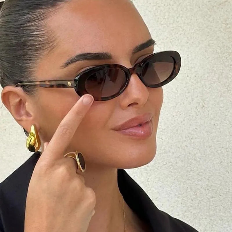 Small Oval Sunglasses for Women's Vintage Design Sun Glasses Shades Female Sexy Retro Punk Men Sunglass Outdoor Trendy Eyewea