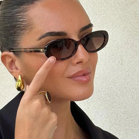 Small Oval Sunglasses for Women's Vintage Design Sun Glasses Shades Female Sexy Retro Punk Men Sunglass Outdoor Trendy Eyewea