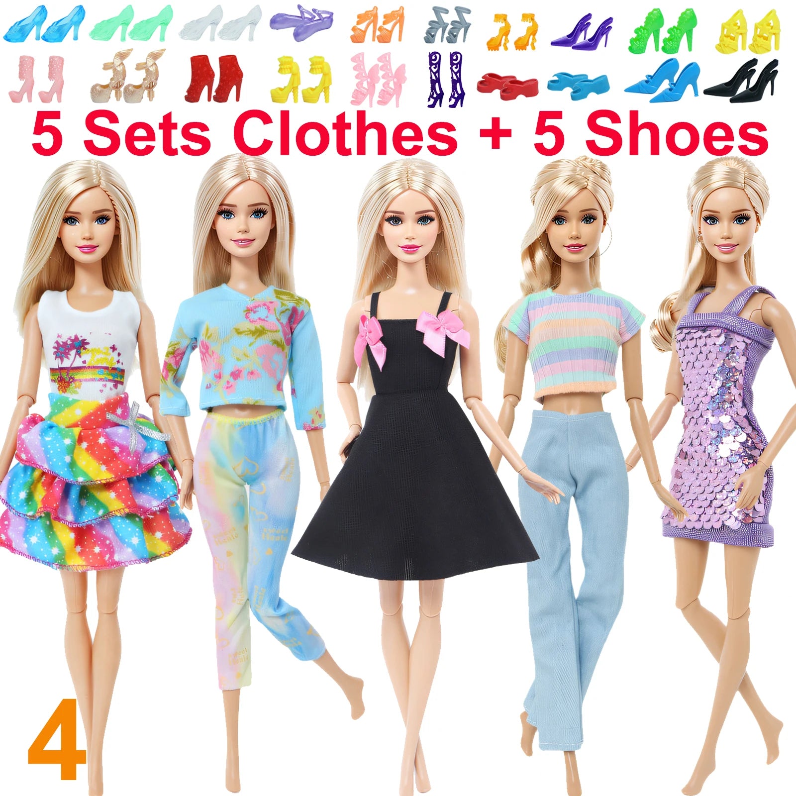 10 Pcs/Set Fashion Outfits 30cm Doll Shirt Pants Dress Shoes 11.5 Inch Doll Clothes Dollhouse 11.8" 1/6 Doll Accessories Toy 