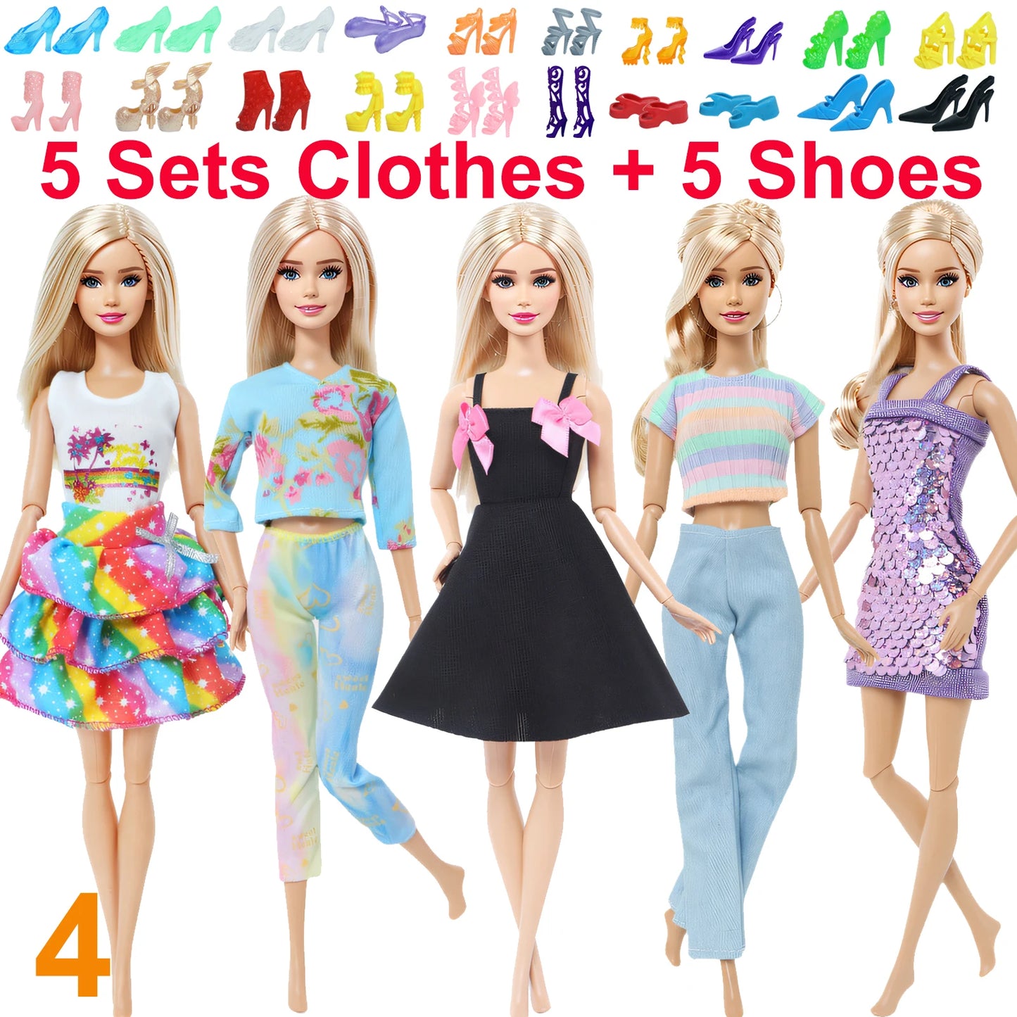 10 Pcs/Set Fashion Outfits 30cm Doll Shirt Pants Dress Shoes 11.5 Inch Doll Clothes Dollhouse 11.8" 1/6 Doll Accessories Toy