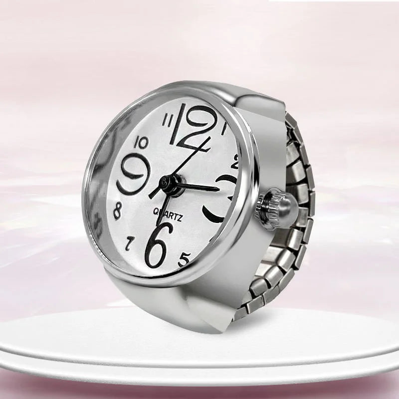 New Ring Watch Creative Circular Dial Alloy Shell Finger Couple Men And Women
