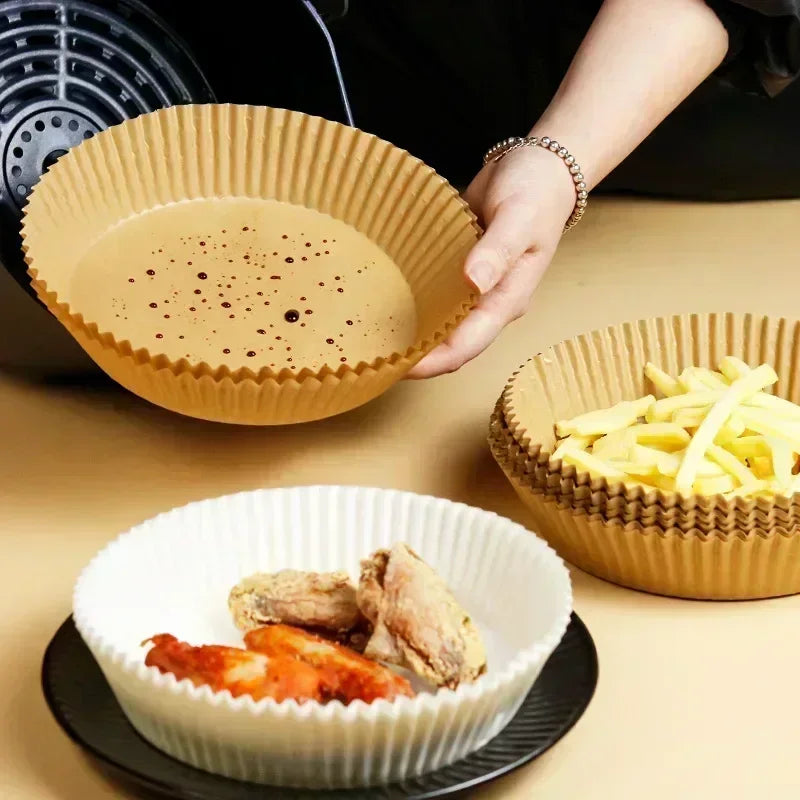 1/100PCS Air Fryer Disposable Paper Square Round Baking Paper Barbecue Plate NonStick Mat Kitchen Oven Oil Absorbing Paper To