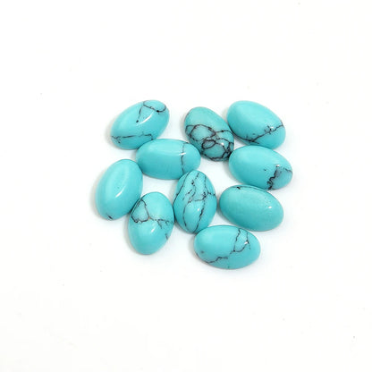 2-10pcs Natural Blue Turquoise Cabochons Oval Flat Back Cabochon Loose Beads For Jewelry Making DIY Ring Necklace Accessories