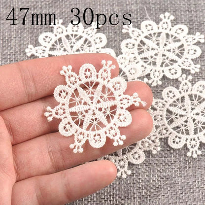 Flower White Lace Applique Mesh Trim For Sew On Guipure Fabric Wedding Supplies Home Decoration - 47mm 30pcs