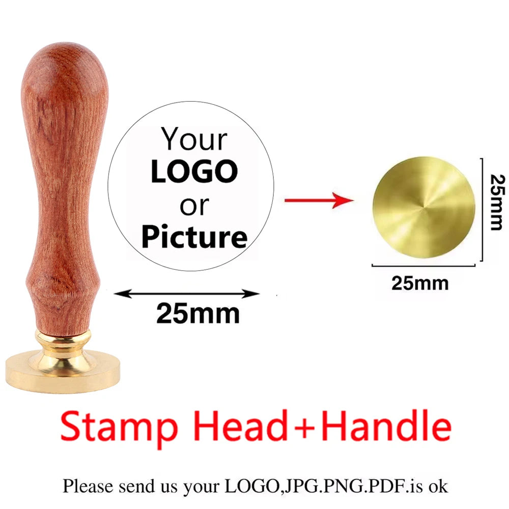Custom Brass Wax Seal Stamp Personalized LOGO 25/30/40/50mm Round/Square Wax Sealing Head For Wedding Invitation Card Decor S