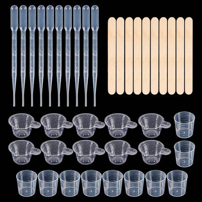 Resin Mixing Casting Tools Kit 10 Mixing Cups 10 Measuring Cups 10 Wooden Sticks 10 Droppers DIY Craft Jewelry Making - PA093