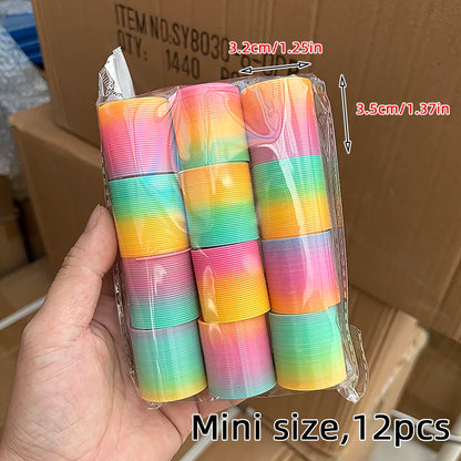12/24 Rainbow Magic Springs Circle Toys Kids Birthday Party Favors Guests Giveaway Small Gifts Pinata Fillers Flexible Funny 