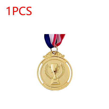 Gold Silver Bronze Trophy Award 1st 2nd 3rd Prize Medal Winner Reward Encourage Badge with Neck Ribbon for Kids Competitions 