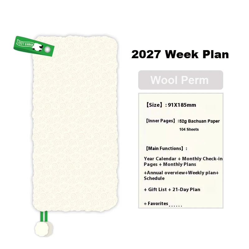 Kinbor 2027 Weekly Planner Pocket Size Notebook Week Plan Notepad Schedule Planning Book Punch Efficiency Manual Daily Writin
