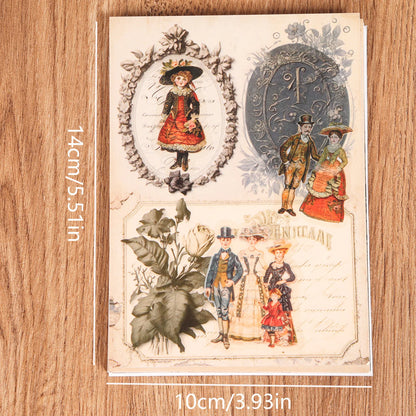 18sheets(70+stickers) Art Paper and PET Vintage Victoria Self-adhesive Scrapbook Sticker Pack, for Scrapbooking Supplies, Lap