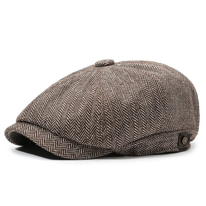 Unisex Casual Newsboy Hat for Travel, Shopping & Vacation - Retro Beret for Spring, Autumn & Winter - Khaki