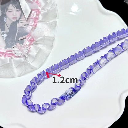 1 Meter 3.8CM Wide Double Layers Organza Satin Pleated Lace Ribbon Lolita Bags Decorative Fabric Ruffle Trim DIY Ita Bag Deco