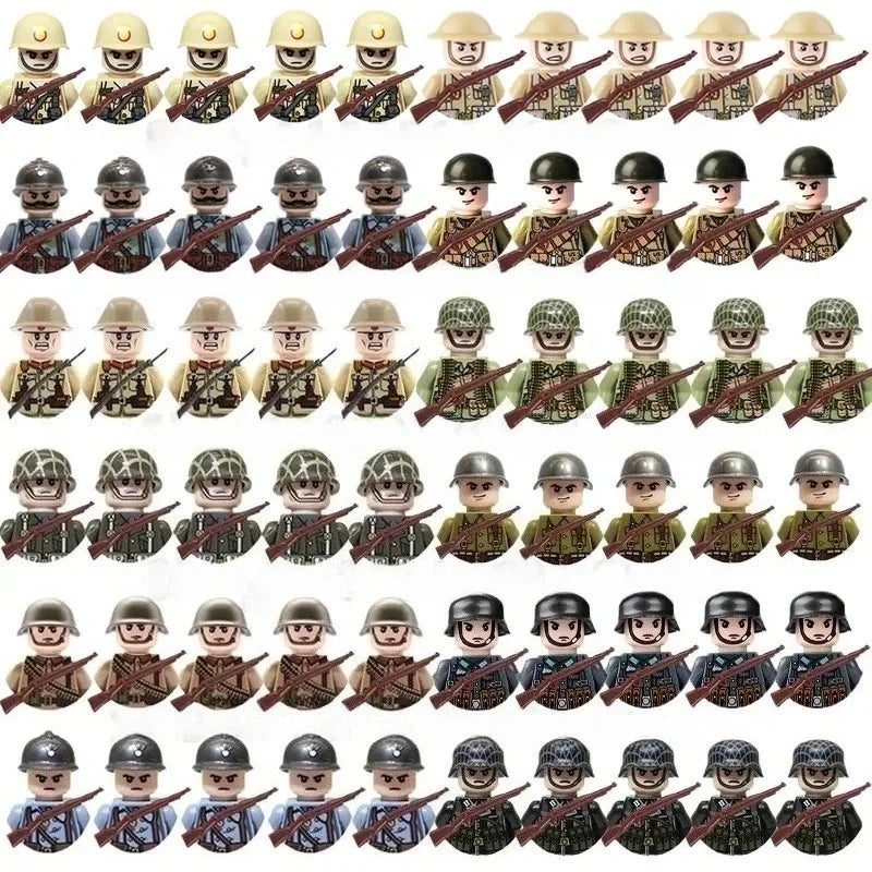 Multi-style military soldiers mini character building blocks DIY assembled building blocks children's collection toys and gif