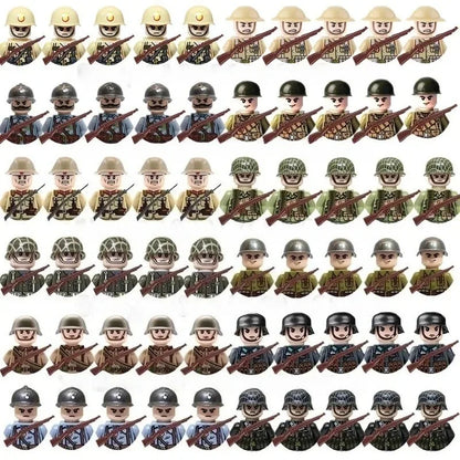 Multi-style military soldiers mini character building blocks DIY assembled building blocks children's collection toys and gif
