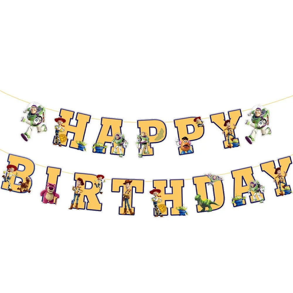 Toy Story Party Decoration Tableware Paper Plates Party Favors Gift Tablecloth BirthdayParty Supplies Toys Stamp Bracelet - 1