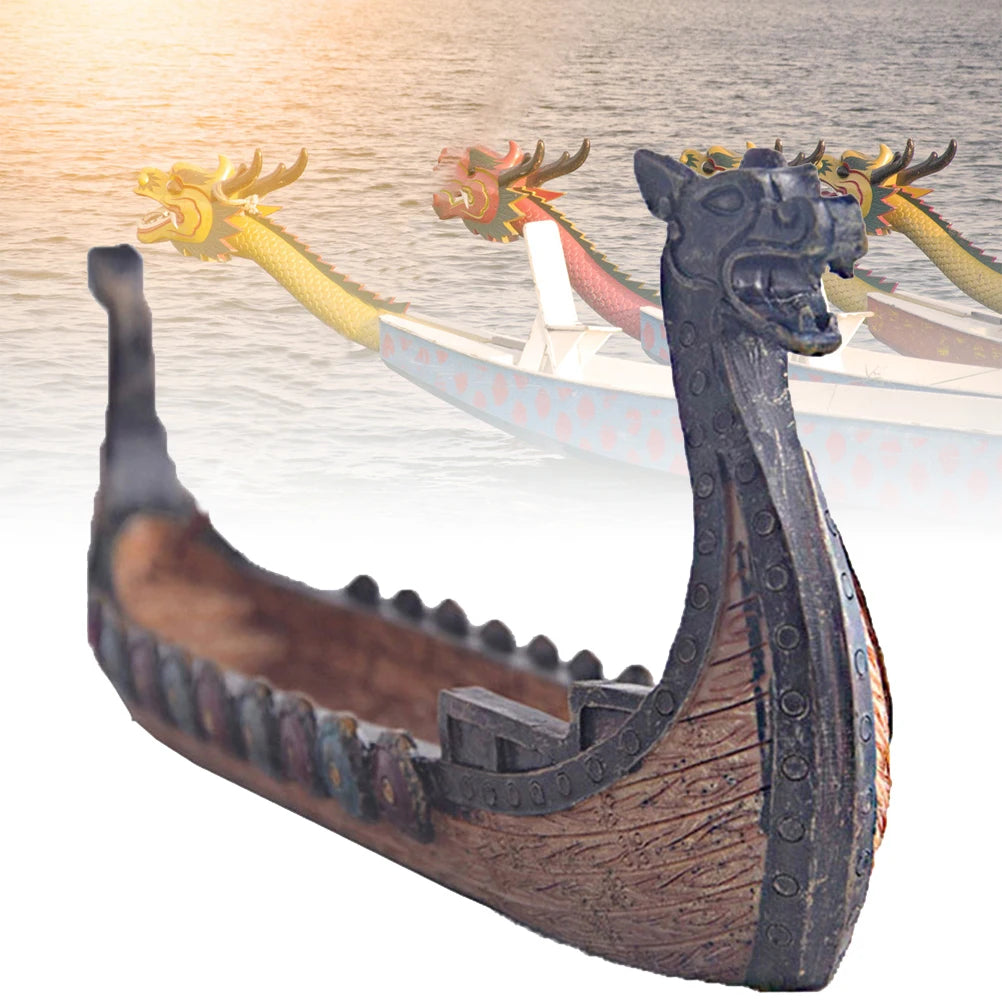 Vintage Viking Ship Resin Sculpture Craft, Exquisite Home Decor Ornament, Resin Viking Ship Aroma Diffuser