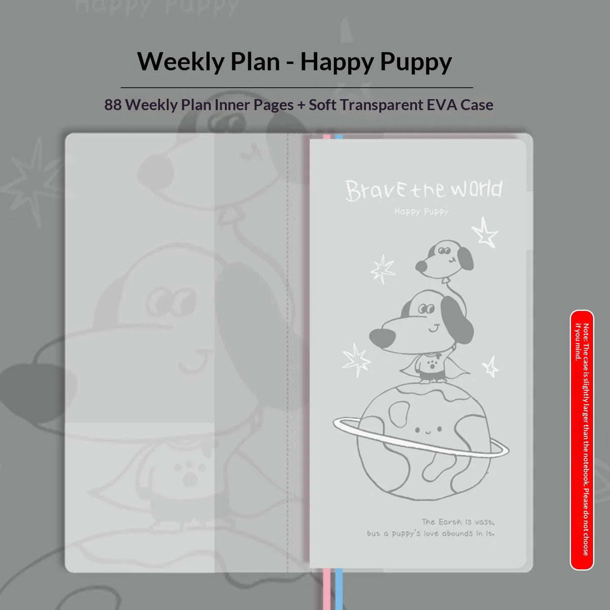 Kinbor Cute Agenda Undate Weekly Daily Planner Slim Illustrated Self-fill Notebook Weekly To Do List Hardcover Two Page Per W