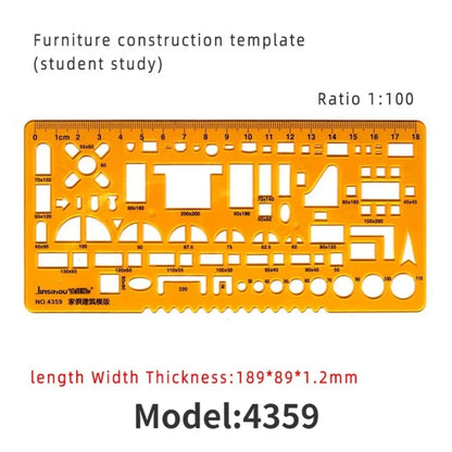 Architectural Drafting Template Set - Round & Oval Shapes, Resin Design Rulers for Furniture and Building Plans, Office Suppl