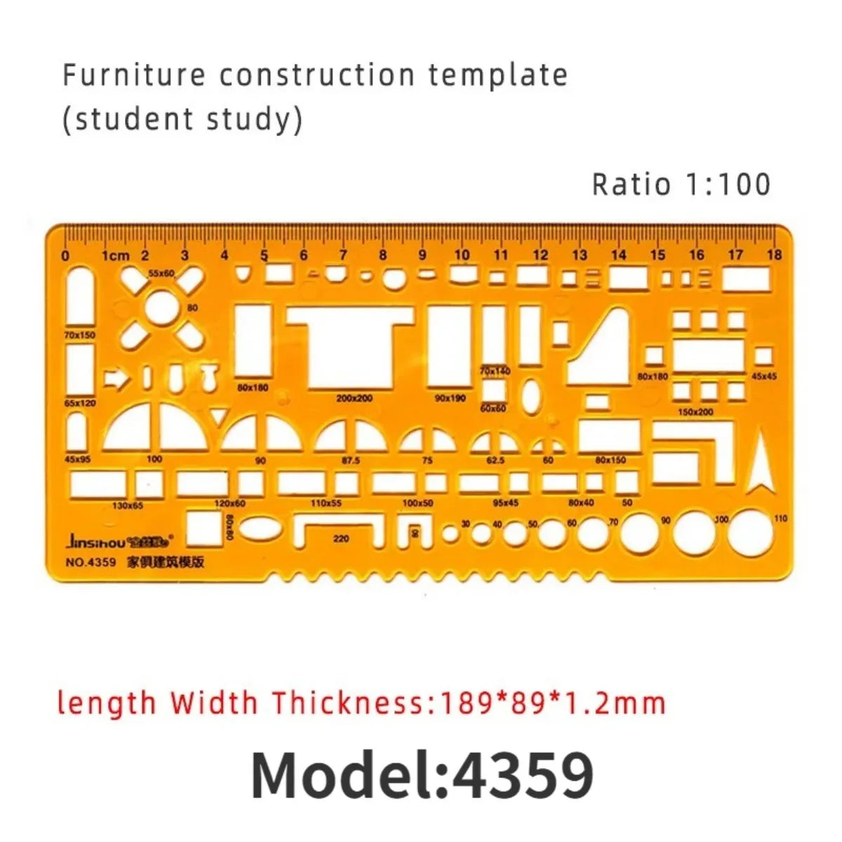 Architectural Drafting Template Set - Round & Oval Shapes, Resin Design Rulers for Furniture and Building Plans, Office Suppl