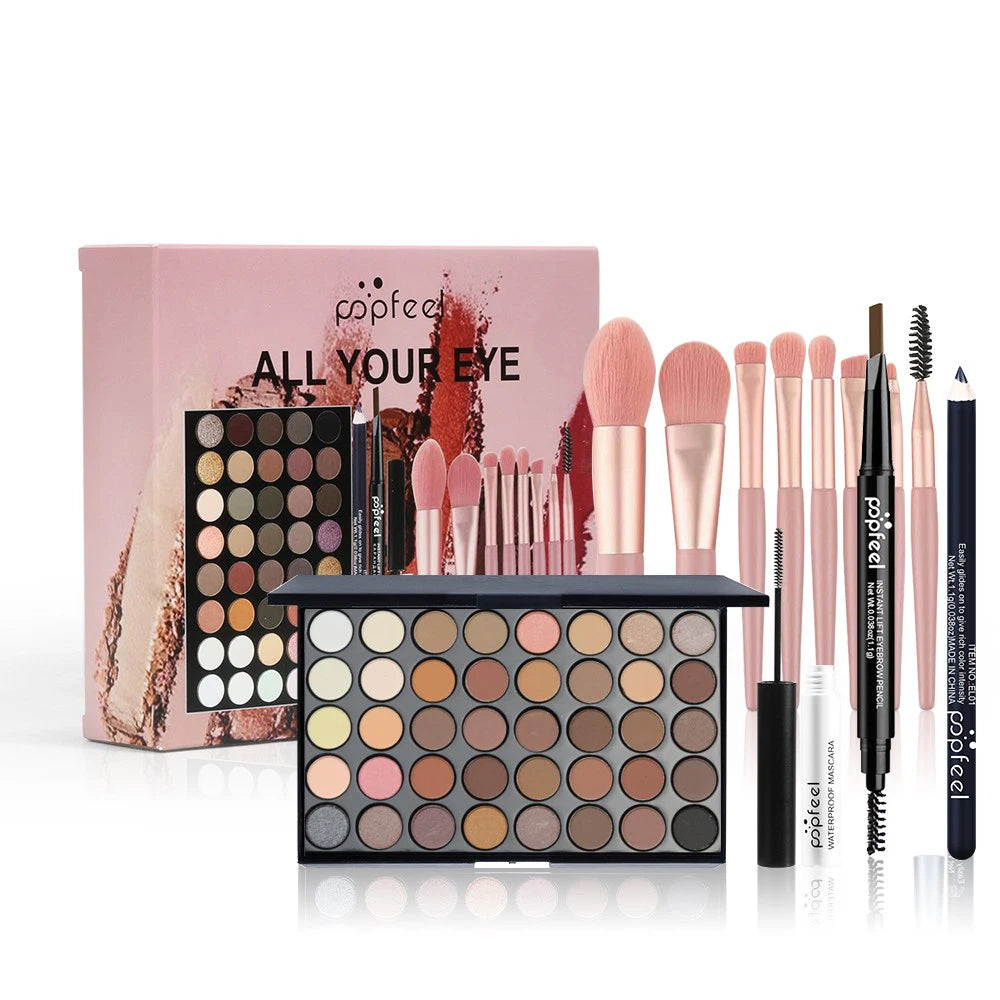 POPFEEL Eye Makeup Set 40 Color Eyeshadow Palette Eyebrow Pencil Eyeliner Pen Mascara With A Set Of Makeup Brushes Eye Cosmet