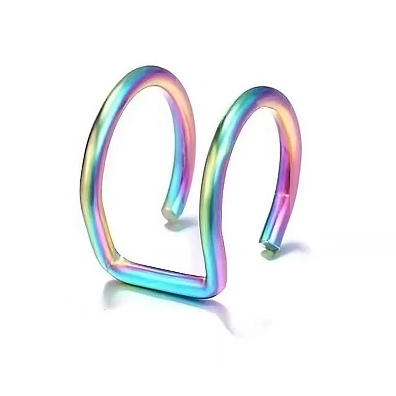1pc Women Lips Rings Medical Titanium Steel Fake Nose Ring Septum Piercing Clip on Mouth Ring Fake Piercing Body Clip Hoop - 