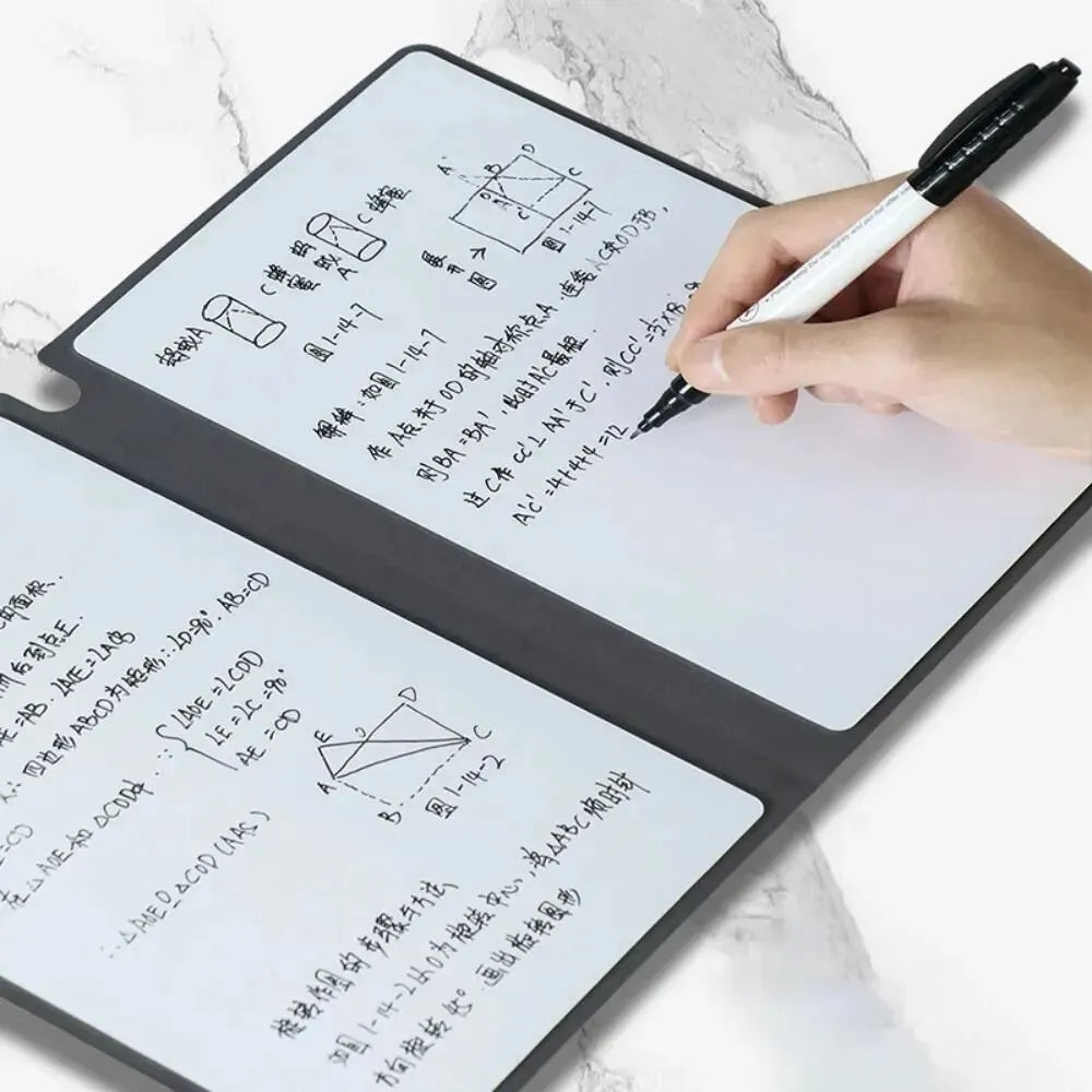 1 Pcs Reusable Whiteboard Notebook Set With Whiteboard Pen Erasing Cloth Leather Memo Pad Weekly Planner Portable Stylish Off