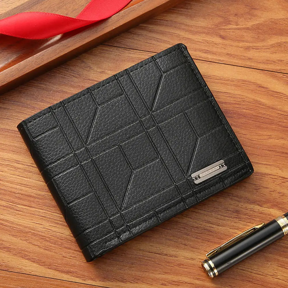 Vintage Pu Leather Wallet Minimalist Purse For Men Money Change Pouch Credit Card Holder Man Birthday Gifts - Black 3