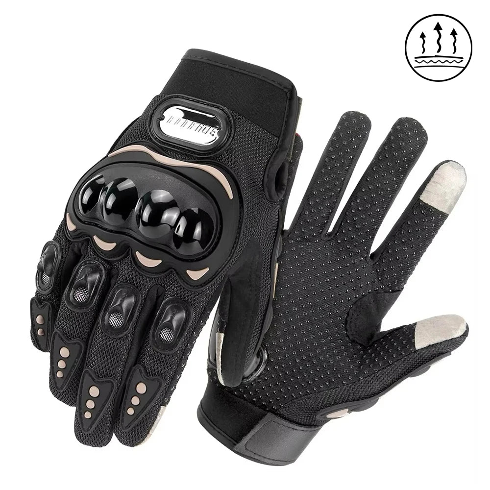 ​Vintage Leather Motorcycle Gloves Summer Breathable Unisex Biker Gloves With Anti-Slip Ventilation Design Motorbike Ride Glo