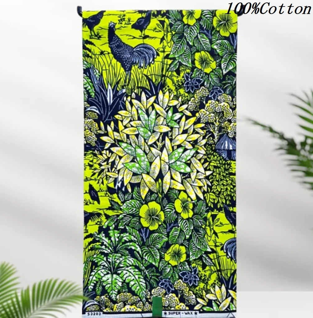 New African Ankara Batik Fabric Super Real Wax African Cotton Material Prints Wax Tissu For Sew 6yards