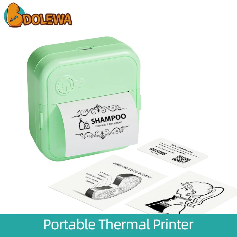 DOLEWA D8 Portable Mini Printers Wireless Bluetooth Inkless Sticker Maker
