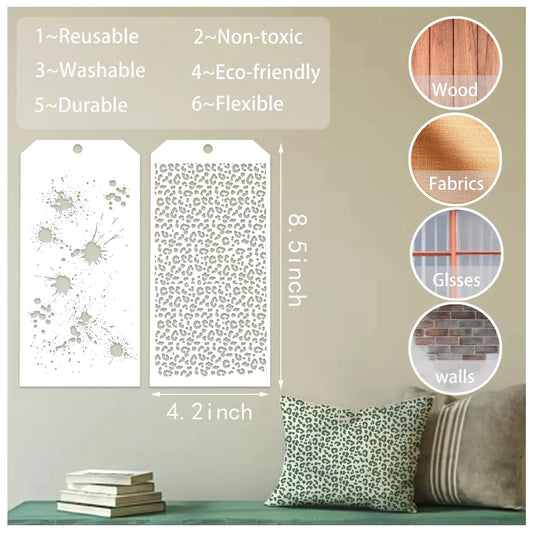 8 Craft Templates with Polka Dots, Layered Templates for Mixed Media Texture, Colorful Spray Painting Templates, Card-Making 