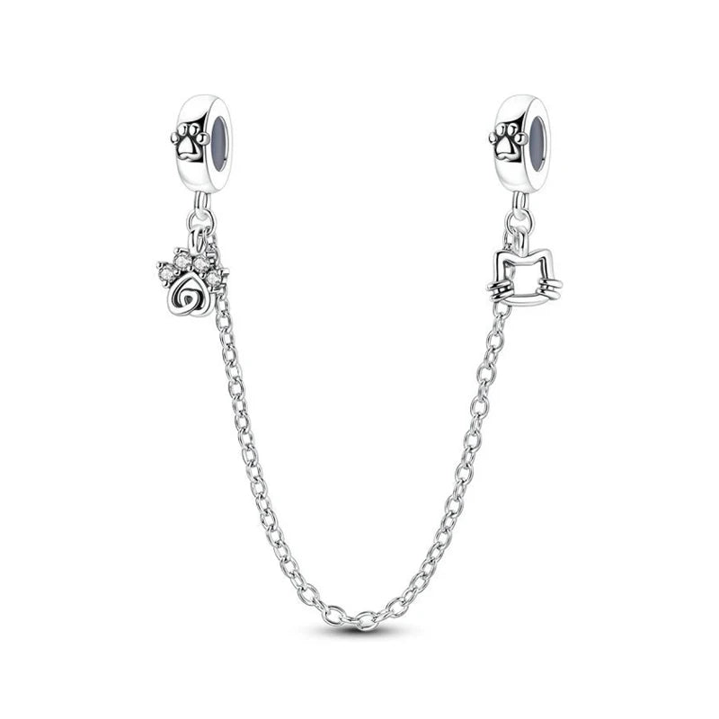 Original 925 Sterling Silver Charms Love Pets Dog Cat Paw Print Pendant Beads Fit Brand Bracelets Necklaces Women DIY Jewelry