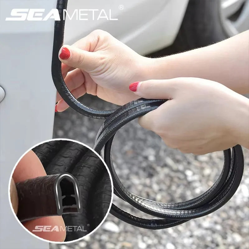 SEAMETAL Car Door Edge Seal Strip 2/5/10m U-Shape Auto Door Protector Guard Trim Anti-Scratch Weather Strip Decoration Sticke