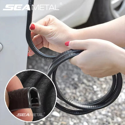 SEAMETAL Car Door Edge Seal Strip 2/5/10m U-Shape Auto Door Protector Guard Trim Anti-Scratch Weather Strip Decoration Sticke