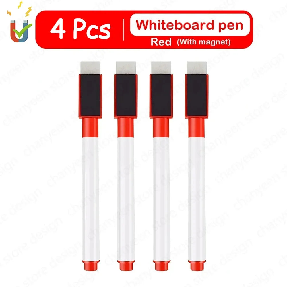 4/8Pcs Magnetic Erasable Whiteboard Pen Color Options Numbering Stationery Office Teaching Supplies for Blackboard Student No