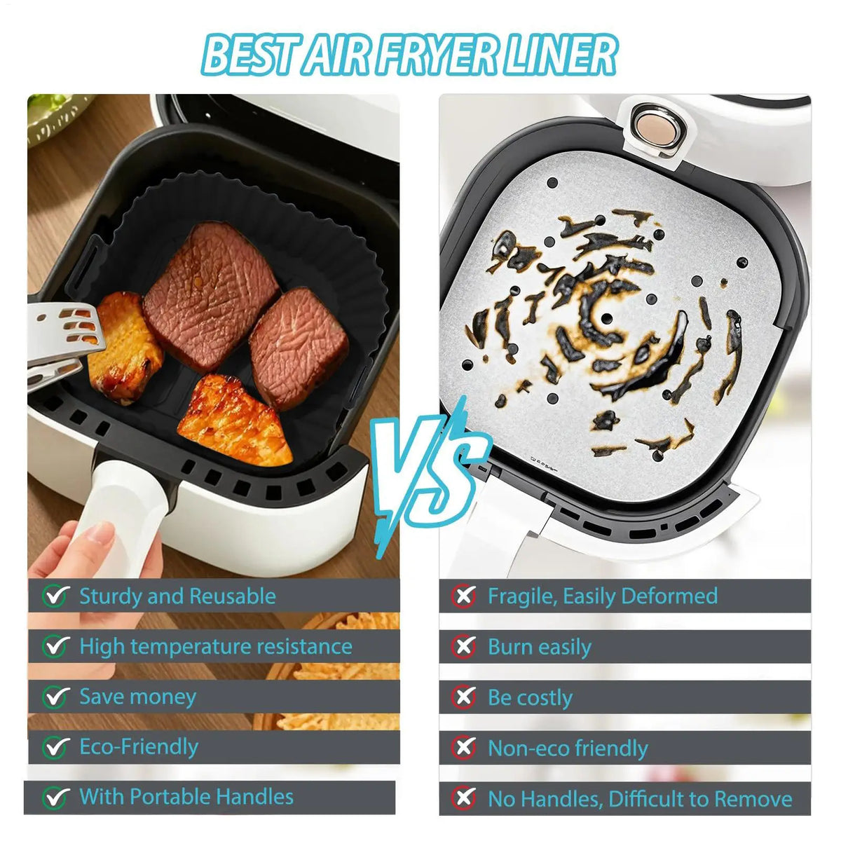 Silicone Air Fryer Liners Pot Square Airfryer Basket Plate Cooking Gadgets Reusable Non-stick Pizza Pan Oven Kitchen