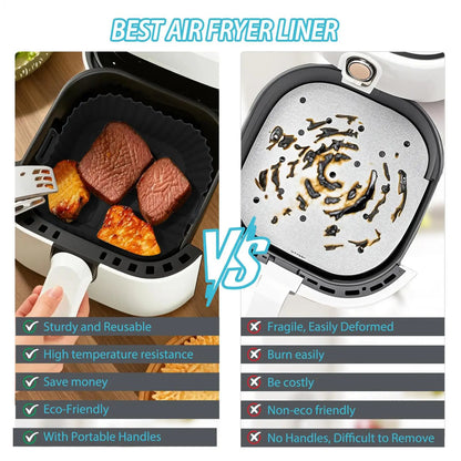 Silicone Air Fryer Liners Pot Square Airfryer Basket Plate Cooking Gadgets Reusable Non-stick Pizza Pan Oven Kitchen