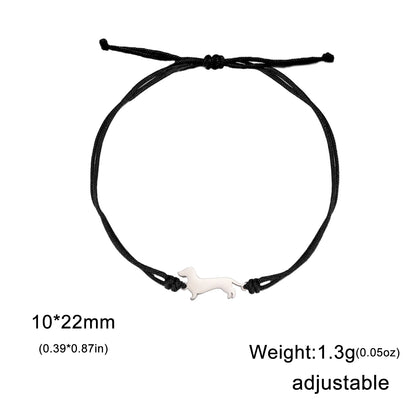 Cute Dachshund Dog Stainless Steel Bracelet for Women's Valentine's Day Commemorative Day Jewelry and Gift - BLACK A