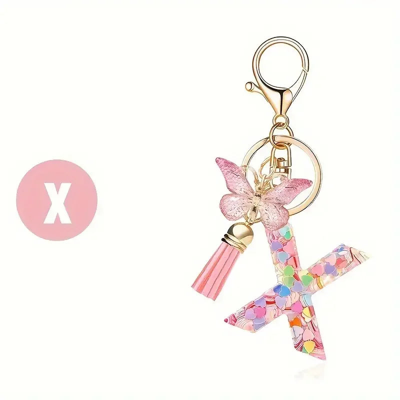 Fashion DIY A-Z Letters keychain Metal Holder Pendent Key Chain Women Car Key Ring Simple Letter Name Key Party Gift Jewelry 
