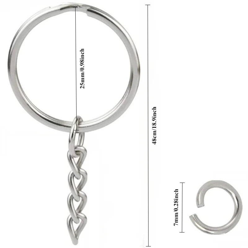 10/50/100pcs Silver Plated Metal Blank Keyring Split Ring Keyfob Key Holder Rings DIY Findings Making Keychain Accessories