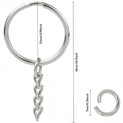 10/50/100pcs Silver Plated Metal Blank Keyring Split Ring Keyfob Key Holder Rings DIY Findings Making Keychain Accessories