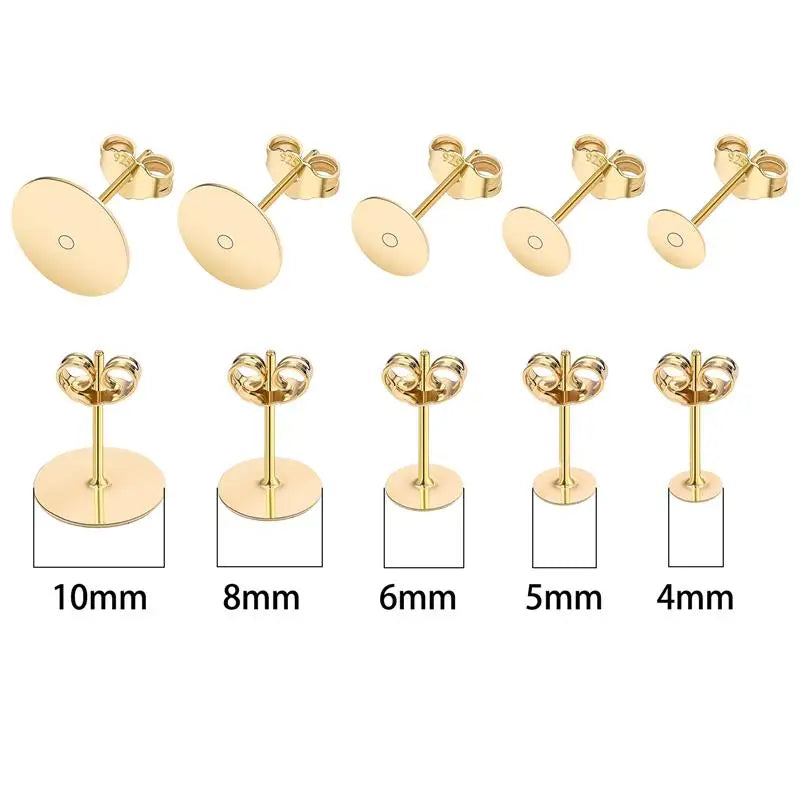 50pcs/lot 925 Silver Plated Blank Post Earring Studs Base Pin With Earring Plug Findings Ear Back DIY Jewelry Making Accessor