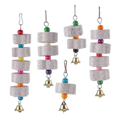 Stone Mineral for Ornament Parrot Pet Supplies Bird Cage Toy Grinding Stone Flower Shape Chew Bite Hang Style Parakeet Toy 1P