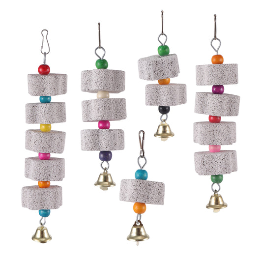 Stone Mineral for Ornament Parrot Pet Supplies Bird Cage Toy Grinding Stone Flower Shape Chew Bite Hang Style Parakeet Toy 1P