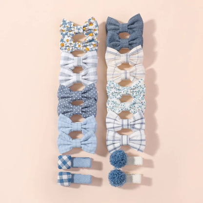 BABY BOWS 20Pcs/set Handmade Fabric Printed Barrette Boutique Mini Boutique Bangs Bow Hair Clip Ins Daisy Hairgripes