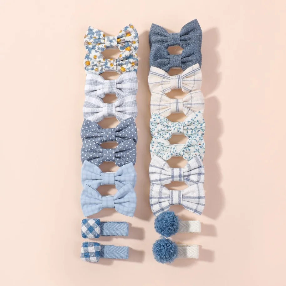 BABY BOWS 20Pcs/set Handmade Fabric Printed Barrette Boutique Mini Boutique Bangs Bow Hair Clip Ins Daisy Hairgripes - FJ4903