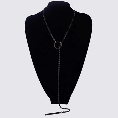 Minimalist Bar Lariat Necklace Twist Wrap Slip Chain Choker Toggle Necklace Layering Statement Goth Punk Jewelry