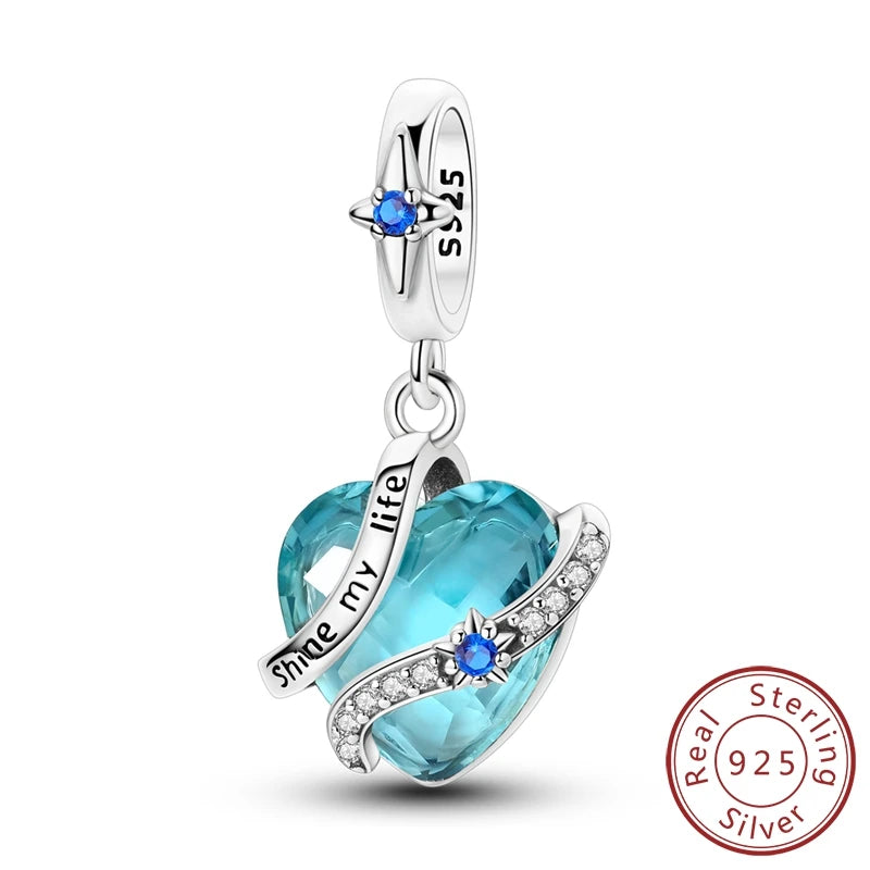 925 Sterling Silve Charms Beads Forever Love Heart Sister Family Life Charms Dangle For Bracelet Woman Jewelry Gifts - KSC261