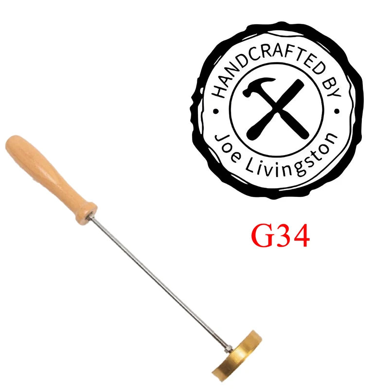 Custom Branding Iron Stamp DIY LOGO Heating Brass Embosser Seals with Handle for Wood Leather Cake Hamburger Wedding Party Cr